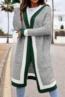 Pocketed Contrast Long Sleeve Hooded Cardigan-Rae Collective, Women's Online Fashion Boutique Located in Phoenix, Arizona (Scottsdale Area)