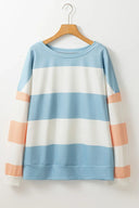 Contrast Color Block Round Neck Long Sleeve Top-Rae Collective, Women's Online Fashion Boutique Located in Phoenix, Arizona (Scottsdale Area)