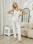 Fuzzy V-Neck Cami and Pants Lounge Set-Pants-Rae Collective, Women's Online Fashion Boutique Located in Phoenix, Arizona (Scottsdale Area)