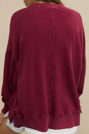 Side Slit Round Neck Long Sleeve Sweatshirt-Rae Collective, Women's Online Fashion Boutique Located in Phoenix, Arizona (Scottsdale Area)