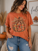 Fall Floral Pumpkin Bow Tee
