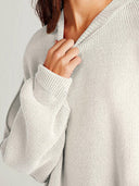 Double Take Side Slit Round Neck Long Sleeve Sweater-Sweaters-Rae Collective, Women's Online Fashion Boutique Located in Phoenix, Arizona (Scottsdale Area)