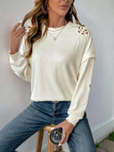 Perfee Cutout Round Neck Long Sleeve Sweatshirt-Rae Collective, Women's Online Fashion Boutique Located in Phoenix, Arizona (Scottsdale Area)