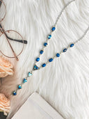 Indigo Blue Dahlia Long Lariat Necklace Bag 19