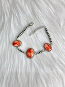 Desert Coral Dahlia Three Slab Desert Pearls Bracelet