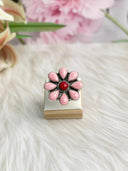 Days of Spring Collection Red Rosarita & Pink Conch Daisy Rings