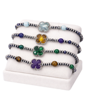 Beaded Bracelet with 3mm Saucer Beads and Mixed Stones Design
