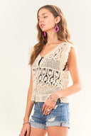 Crochet Button Down Eyelet Vest Top
