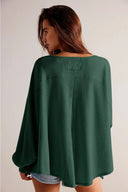 Waffle-Knit V-Neck Long Sleeve Top-Long Sleeve Tops-Rae Collective, Women's Online Fashion Boutique Located in Phoenix, Arizona (Scottsdale Area)