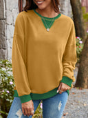 Lovelet Contrast Round Neck Long Sleeve Sweatshirt-Rae Collective, Women's Online Fashion Boutique Located in Phoenix, Arizona (Scottsdale Area)
