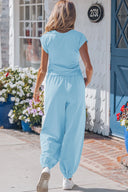 Beau Blue Cropped Tank Top & Jogger Pants Set