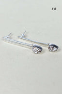 Silver Solitaire Bar Earrings-Drop Earrings-Rae Collective, Women's Online Fashion Boutique Located in Phoenix, Arizona (Scottsdale Area)