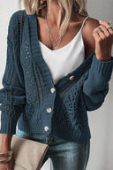 Openwork Button Up Long Sleeve Cardigan-Sweaters-Krush Kandy, Women's Online Fashion Boutique Located in Phoenix, Arizona (Scottsdale Area)