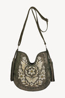 Luna Moth Embroidered Hobo Bag – Metallic Olive