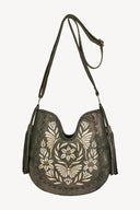 Luna Moth Embroidered Hobo Bag – Metallic Olive