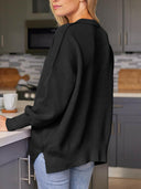 Slit Round Neck Dropped Shoulder Sweater-Rae Collective, Women's Online Fashion Boutique Located in Phoenix, Arizona (Scottsdale Area)