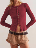 Ribbed Round Neck Long Sleeve Top-Rae Collective, Women's Online Fashion Boutique Located in Phoenix, Arizona (Scottsdale Area)