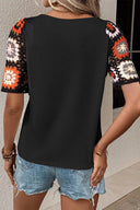 Crochet Sleeve Colorblock Top-Tops-Krush Kandy, Women's Online Fashion Boutique Located in Phoenix, Arizona (Scottsdale Area)
