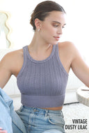 Second Skin Niki Biki Cable Knit Crop Top-Tanks-Rae Collective, Women's Online Fashion Boutique Located in Phoenix, Arizona (Scottsdale Area)