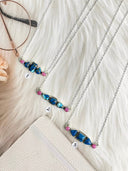 Indigo Blue Dahlia Chain Necklace Bag 11