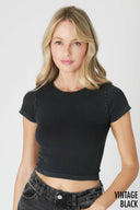 Vintage Ribbed Baby Tee-Short Sleeve Tops-Rae Collective, Women's Online Fashion Boutique Located in Phoenix, Arizona (Scottsdale Area)