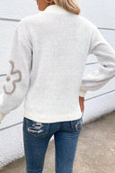 Flower Half Zip Dropped Shoulder Sweater-Rae Collective, Women's Online Fashion Boutique Located in Phoenix, Arizona (Scottsdale Area)