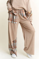 J.HER Mineral Wash Plaid Patched Straight Terry Pants-Pants-Krush Kandy, Women's Online Fashion Boutique Located in Phoenix, Arizona (Scottsdale Area)