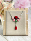 Days of Spring Collection Red Rosarita & Pink Conch Necklace