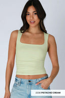 NIKIBIKI Clean Line Square Shirred Top-Tanks-Krush Kandy, Women's Online Fashion Boutique Located in Phoenix, Arizona (Scottsdale Area)