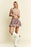 Vintage Floral Print Puff Skirt-Skirts-Krush Kandy, Women's Online Fashion Boutique Located in Phoenix, Arizona (Scottsdale Area)