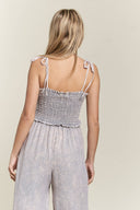 Mineral Wash Smocked Adjustable Jumpsuit-Jumpsuits & Rompers-Krush Kandy, Women's Online Fashion Boutique Located in Phoenix, Arizona (Scottsdale Area)