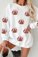 Pink Bow Pumpkin Sequin Sweatshirt-Sweaters-Krush Kandy, Women's Online Fashion Boutique Located in Phoenix, Arizona (Scottsdale Area)