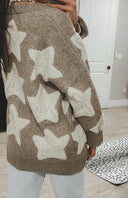 Starry Comfort: Sherpa Accent Star Oversized Cardigan-Cardigans-Rae Collective, Women's Online Fashion Boutique Located in Phoenix, Arizona (Scottsdale Area)