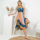 Boho Denim Patchwork Midi Dress-Dresses-Rae Collective, Women's Online Fashion Boutique Located in Phoenix, Arizona (Scottsdale Area)