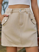 Pocketed Buttoned Mini Denim Skirt-Rae Collective, Women's Online Fashion Boutique Located in Phoenix, Arizona (Scottsdale Area)