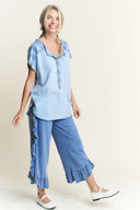 MineralWash fun Side Ruffle Croppped pants HP5796-Krush Kandy, Women's Online Fashion Boutique Located in Phoenix, Arizona (Scottsdale Area)