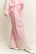 J.HER MineralWash Crochet Plicated Wide Leg Terry Pants-Krush Kandy, Women's Online Fashion Boutique Located in Phoenix, Arizona (Scottsdale Area)