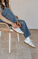 Maison Leather Suede Sneakers | White Grey-Sneakers-Rae Collective, Women's Online Fashion Boutique Located in Phoenix, Arizona (Scottsdale Area)