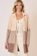 Waffle Knit Color Block Wide Collar Cardigan-Cardigans-Krush Kandy, Women's Online Fashion Boutique Located in Phoenix, Arizona (Scottsdale Area)