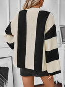 Waffle-Knit V-Neck Striped Long Sleeve Cardigan-Rae Collective, Women's Online Fashion Boutique Located in Phoenix, Arizona (Scottsdale Area)
