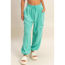 Ruffle Waist Burnout Jogger Pants