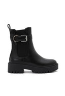 The Biker Black Buckle Lug-Sole Ankle Boot-Shoes-Krush Kandy, Women's Online Fashion Boutique Located in Phoenix, Arizona (Scottsdale Area)