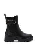 The Biker Black Buckle Lug-Sole Ankle Boot-Shoes-Krush Kandy, Women's Online Fashion Boutique Located in Phoenix, Arizona (Scottsdale Area)