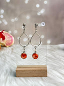 Desert Coral Dahlia Pear Drop Hoop Earrings