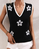 Daisy Bloom V Neck Tank Vest-Vests-Krush Kandy, Women's Online Fashion Boutique Located in Phoenix, Arizona (Scottsdale Area)