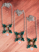 Desert Sage Jasper Square Halo Necklace