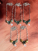 Desert Sage Jasper Heart Bar Necklace