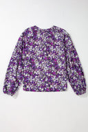 Purple Floral Tassel Tie-Front Blouse-Tops-Krush Kandy, Women's Online Fashion Boutique Located in Phoenix, Arizona (Scottsdale Area)