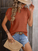 Mandy Pocketed Round Neck Cap Sleeve Sweater-Tops-Rae Collective, Women's Online Fashion Boutique Located in Phoenix, Arizona (Scottsdale Area)