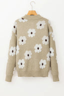 Flower Half Zip Long Sleeve Sweater-Sweaters-Rae Collective, Women's Online Fashion Boutique Located in Phoenix, Arizona (Scottsdale Area)